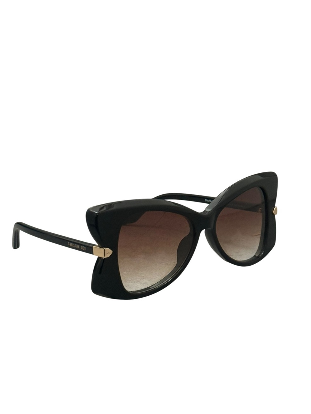 NWOT Dior Black Cat-Eye Sunglasses with Gradient Brown Lenses - Picture 2 of 10